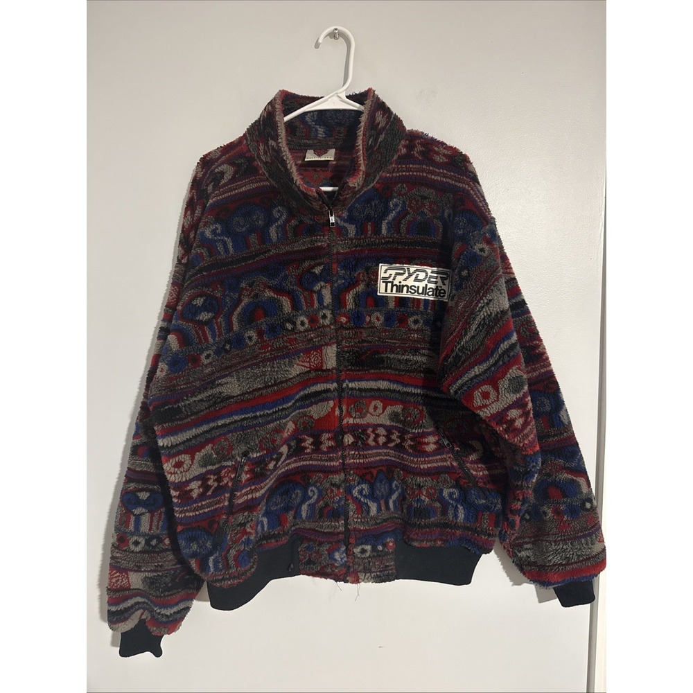 Vintage SPYDER Thinsulate Jacket Red Blue Men's Size L Made In USA RARE